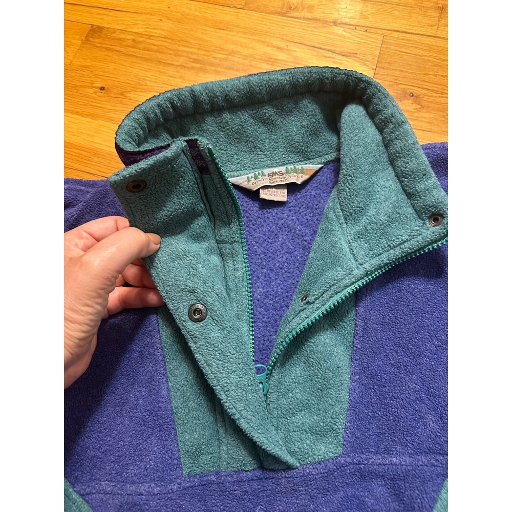 Vintage EMS Eastern Mountain Sports Fleece Pullover Teal Purple Mens Medium - Picture 6 of 12